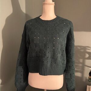 EUC Listicle Textured Knit Sweater in Deep Green Teal MEDIUM
